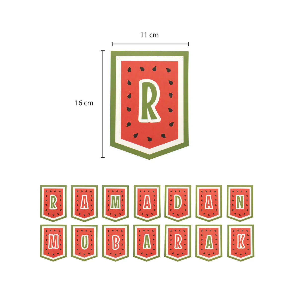 My Salah Mat - Ramadan Mubarak Bunting - Watermelon Themed Decoration